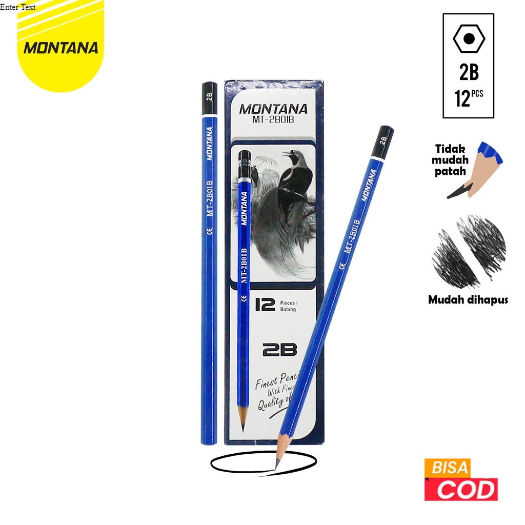

1 Box Isi 12pcs Pensil 2B Montana Lulus Uji Komputer Hexagonal Grip