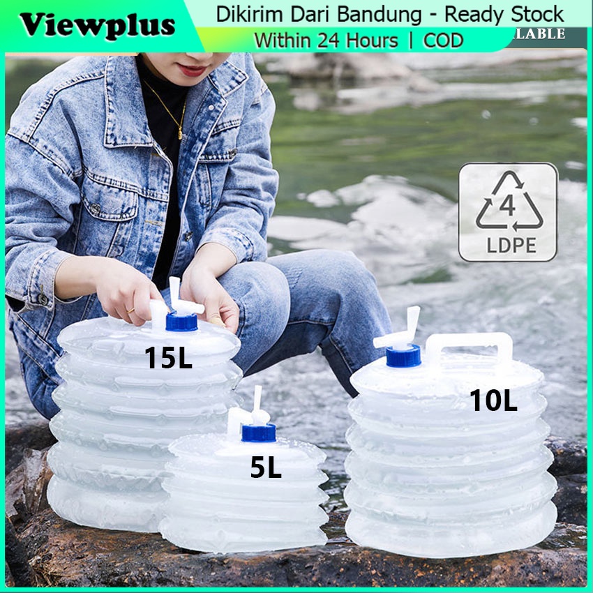 Galon Kantong Air Lipat Portabel 15L 10L Kantong Air Minum Lipat Camping Hiking TaffSPORT / Jerigen 