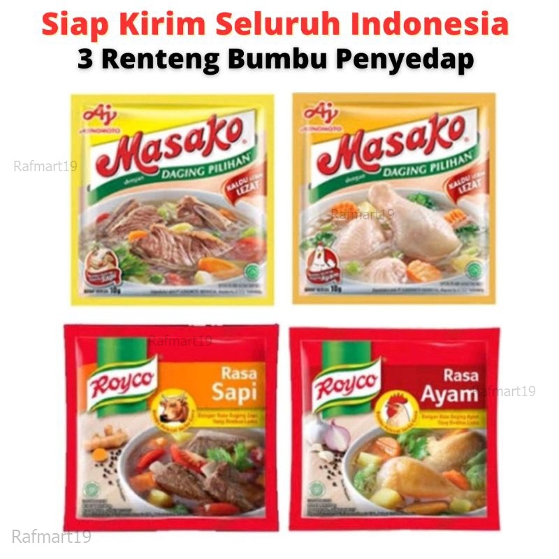 

Jatim Super Hemat 3 Renteng Bumbu Penyedap Masako Royco Ayam/Sapi Rafmart19