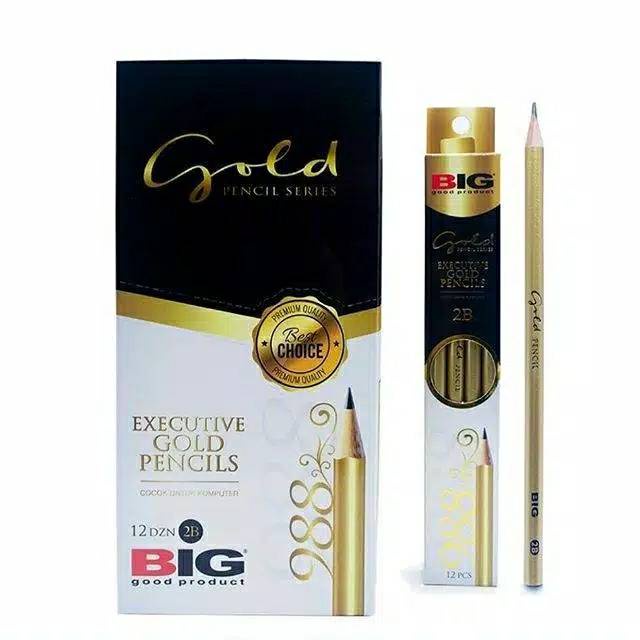 

Grosir 1pak Pensil Big 2B Gold Silver / Pensil Komputer
