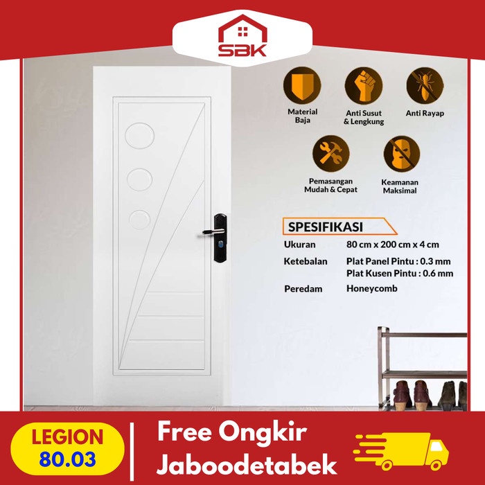 Pintu Ekonomis | Pintu Kamar | Pintu Baja Fortress 80x200 Legion 80.03
