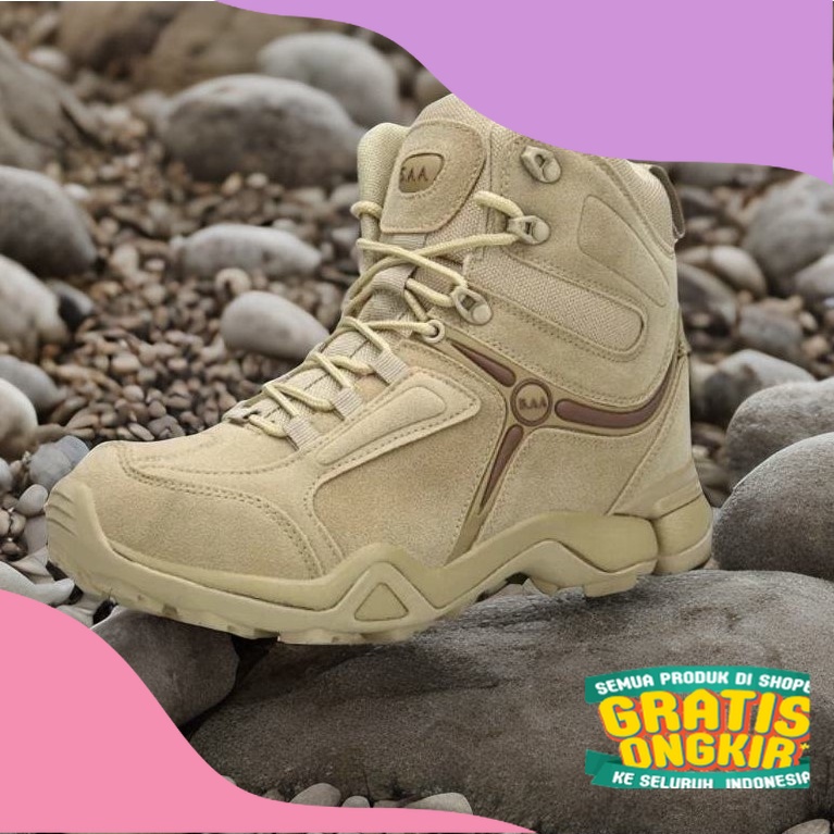 Sepatu Boots Safety Tactical 5AA  Polisi Satpol pp Tni Pdl Hiking Gunung Pria Original Kerja Lapanga
