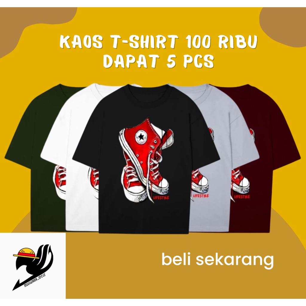 PAKET USAHA ISI 5 BAJU KAOS ATASAN PRIA WANITA KEREN MURAH T-SHIART PRIA PROMO TERMURAH