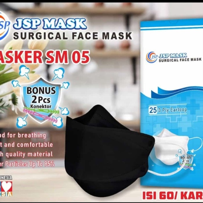 MASKER BEDAH KARET EARLOOP - JSP Hitam