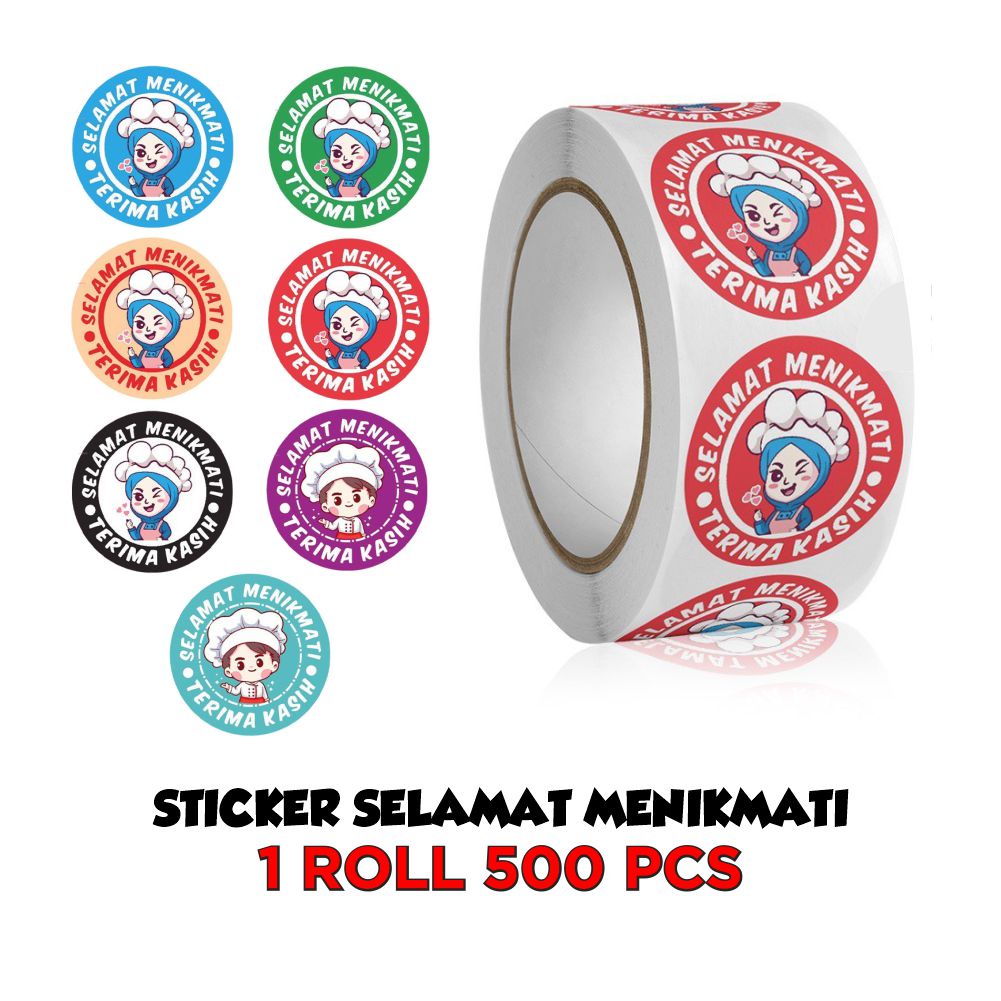 

[ BISA COD ] Stiker Selamat Menikmati 1 Roll Isi 500 Pcs Ukuran 2,5 Cm Dan 3,5 Cm Sticker Thank You