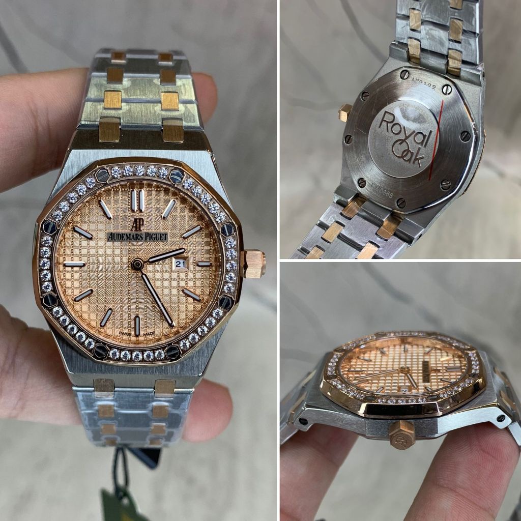 JAM TANGAN WANITA AUDEMARS PIGUET  DIAMOND COMBI ROSE GOLD ROSE DIAL