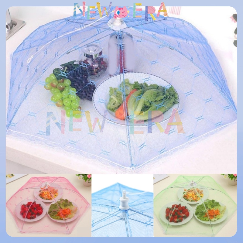 NewEra Tudung Saji Lipat Umbrella Food Tudung Saji Bulat Lipat Transparan Cover Penutup Makan Jaring