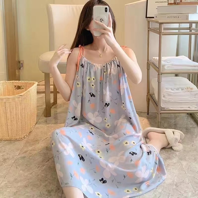 BAJU DASTER TALI JUMBO DRESS RAYON TANPA LENGAN WANITA DEWASA IMPORT KEKINIAN  PIYAMA BAJU SANTAI TI