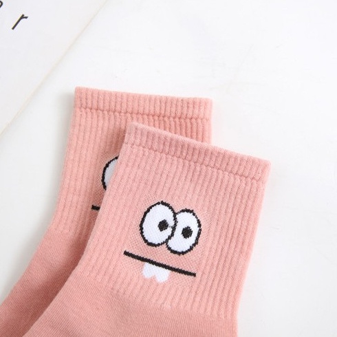 DSM Kaos Kaki Panjang Pria Wanita 6902 Kaoskaki Motif Emoji Kaus Kaki Model Monster Mata Garis Kartun Lucu Kaus Kaki Unisex Dewasa Mid Socks Fashion Style