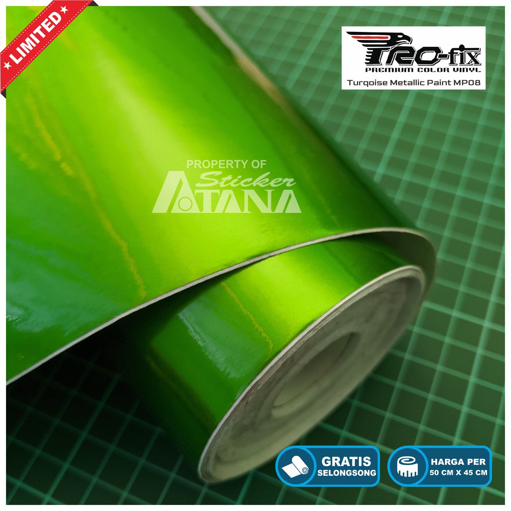 Skotlet Hijau Metalik Scotlet Candy Stiker Paint Sticker Meteran Decal Roll Sepeda Motor Matic Mobil