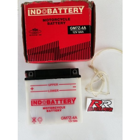 aki acu accu motor GM7Z 4A 12 volt 8 amper suzuki thunder 125 kawasaki bajaj pulsar 180 200 eliminat