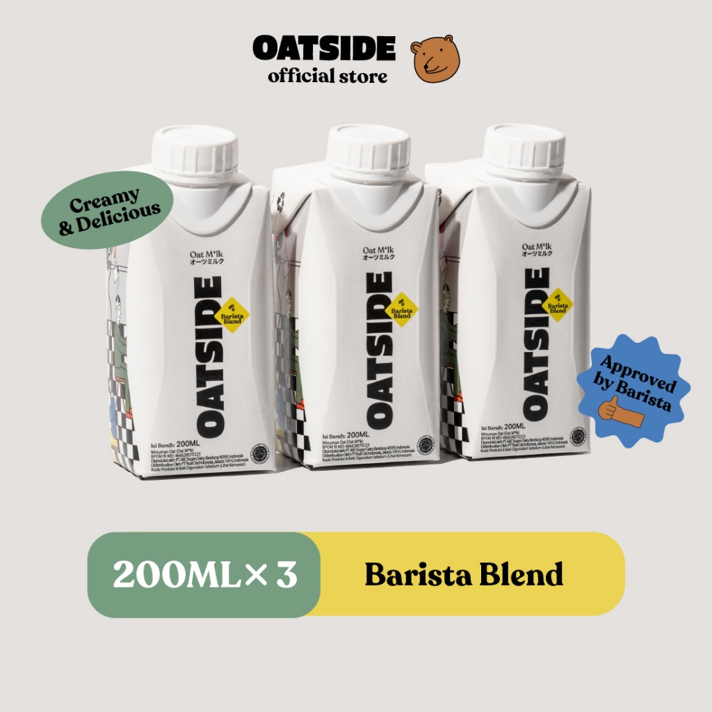 

OATSIDE Mini Cap Oat Milk Barista Blend 200ml (3pcs) (Kemasan Tutup Botol) | Susu Oat