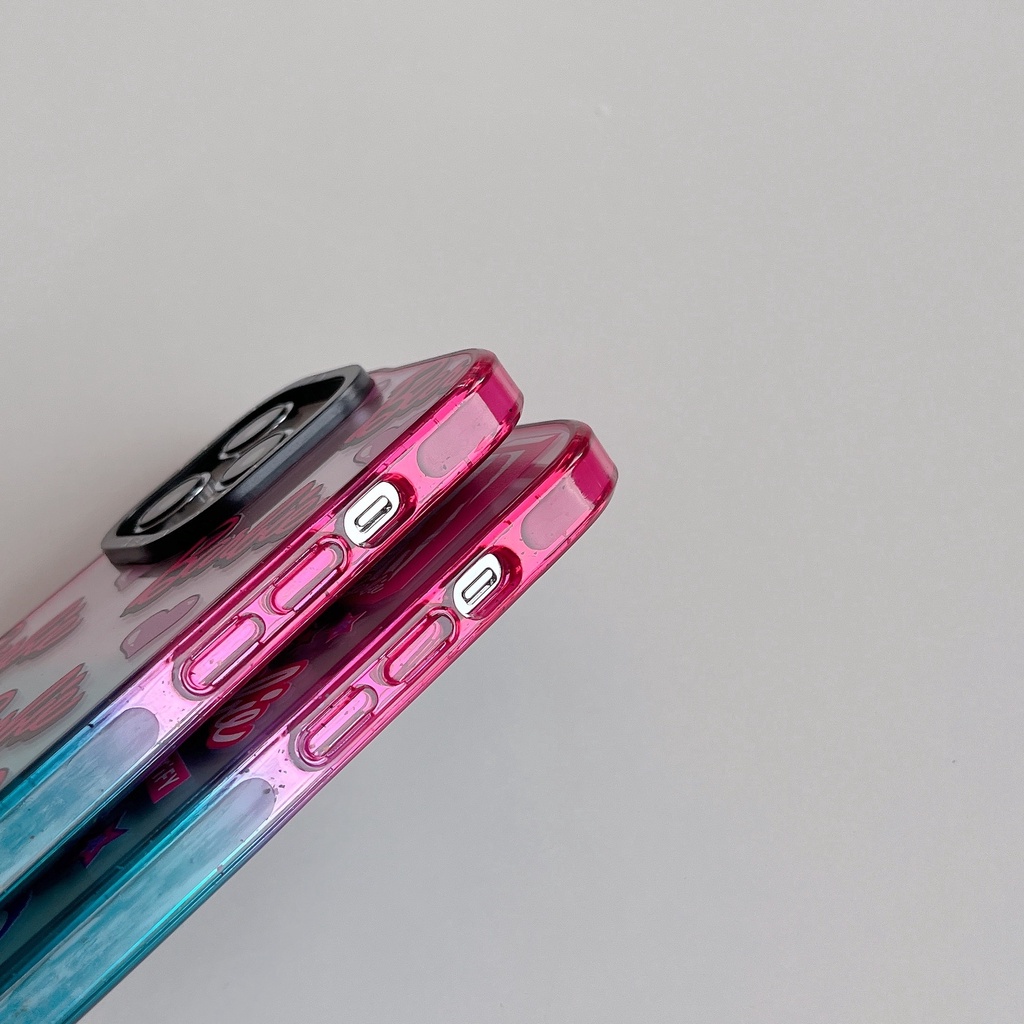 Barbie Clear Pink Blue Gradient Glitter Casetify Phone Case for iPhone 15 14 13 12 Pro Max , Hard Co