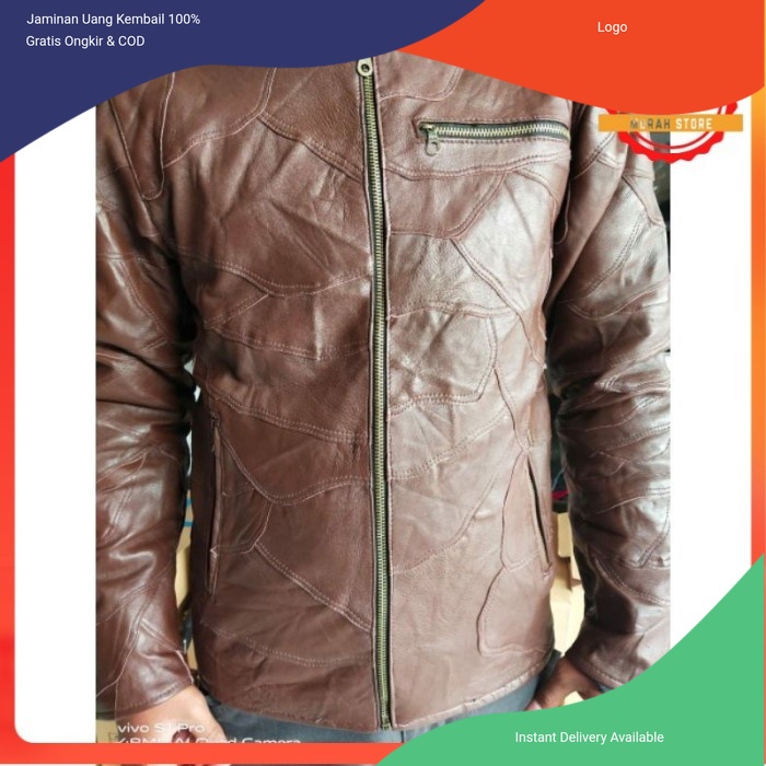 Jaket Kulit Domba Asli Sambungan Model Bomber Kulit Asli Domba Sambungan TERBARU