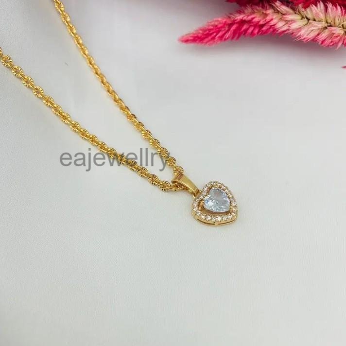 kalung emas gold liontin hati model baru laapis emas asli 24k perhiasaan wanita