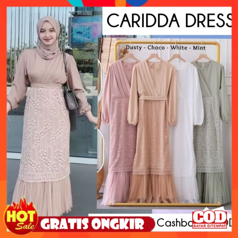 KAIN ADEM HALUS TEBAL / READY STOK CARRIDA DRESS BROKAT ORCHID / baju kondangan/dress kondangan/ gam