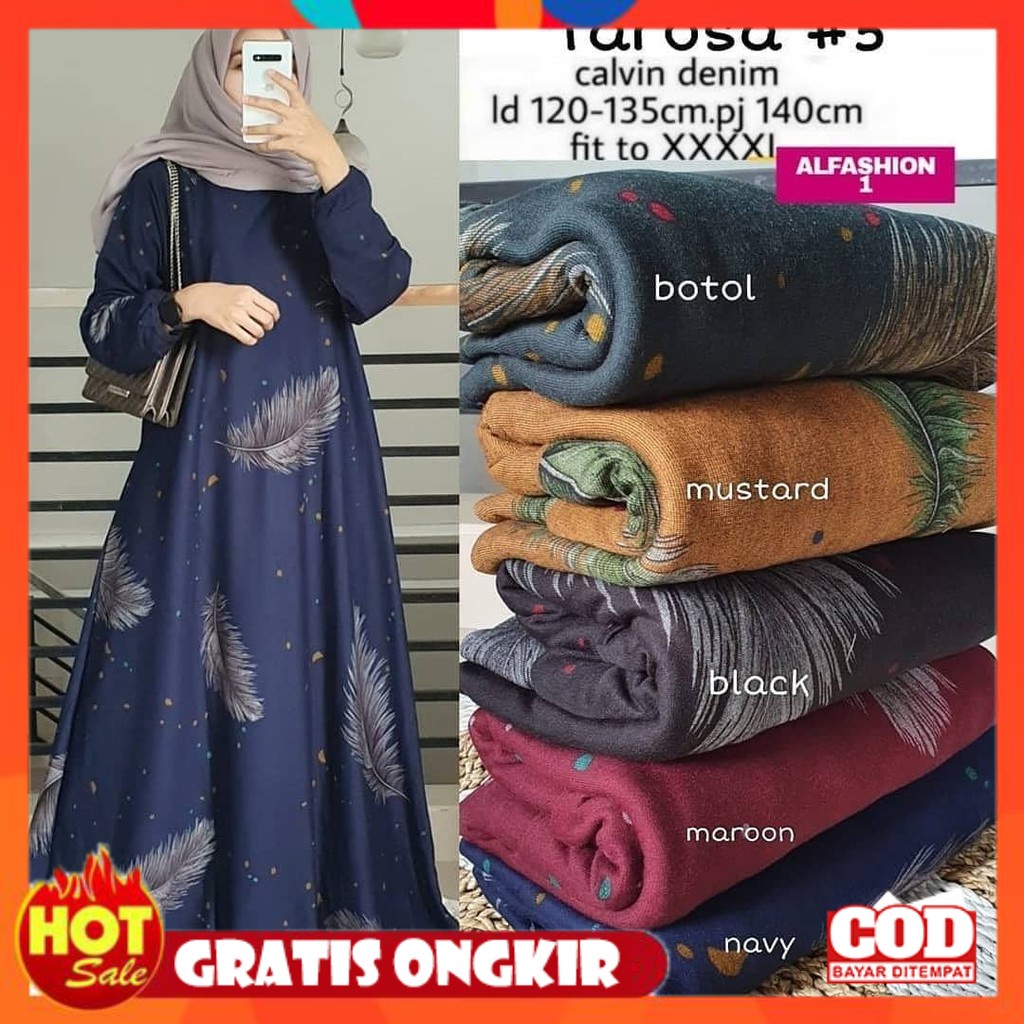 KAIN ADEM HALUS TEBAL / Baju Gamis Harian Kaos Motif Wanita Ibu Ibu Hamil Jumbo Big Size Ld 120 130 