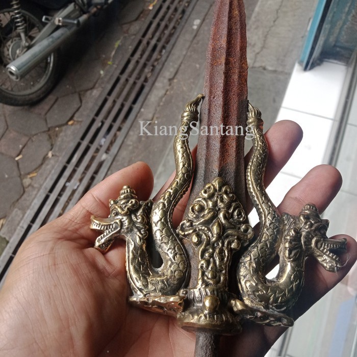 Tombak Naga Kembar Kinatah Kuningan Antik antik