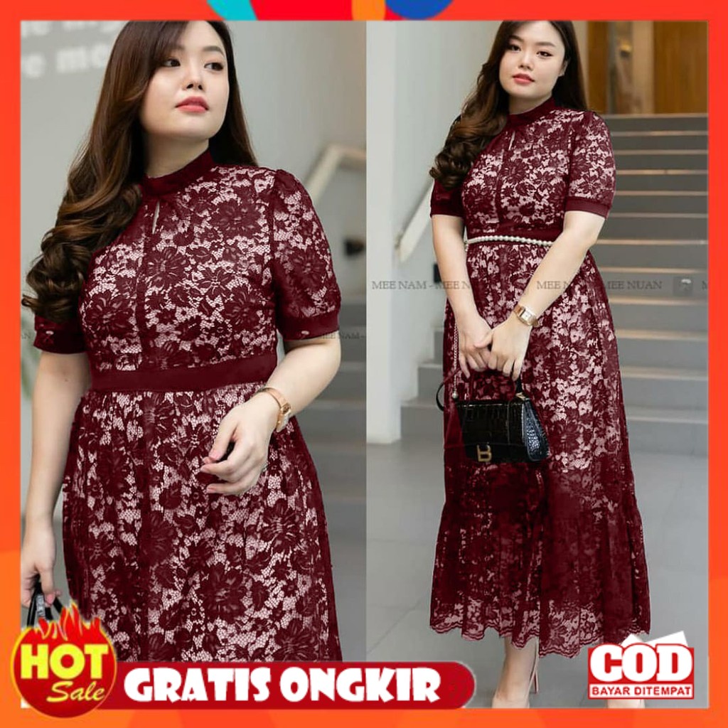 KAIN ADEM HALUS TEBAL / CODdress wanita jumbo brukat momo size jumbo mc/pakaian wanita casual dress 