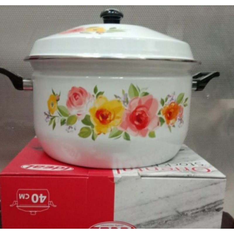 Oriental stock pot motif kembang enamel ideal uk 40 cm