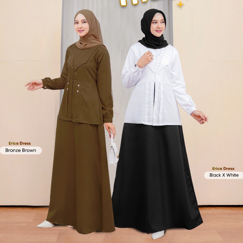 Baju Seragam Dinas PDH Putih dan Khaki PNS Wanita Original Brand Silmi Erica Dress