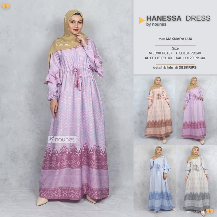 best -NOUNES HANESSA gamis pesta syari maxmara dress Ruffle tali serut busui - PEACH, L