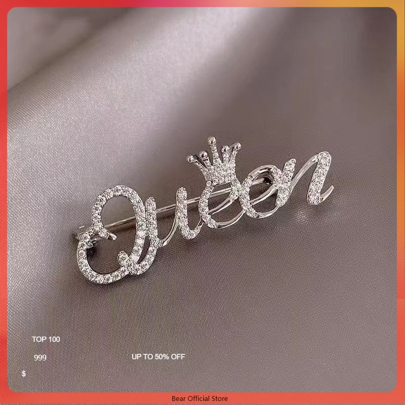 Bros Huruf Berlian/Pin Kerah Lencana Pin Kelas Atas Besar Aksesori Wanita