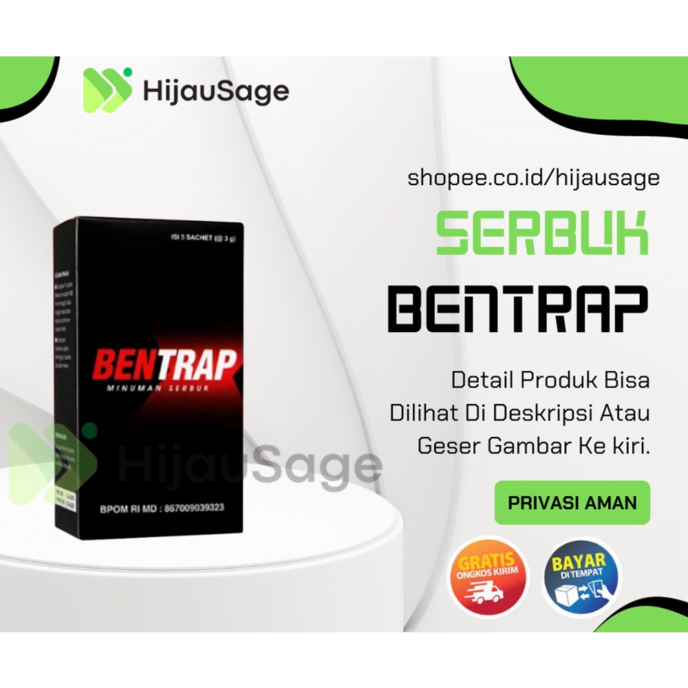 BENTRAP asli 100% original serbuk penambah  stamina pria Isi 5 Pcs - 1 Box - Hijau Sage