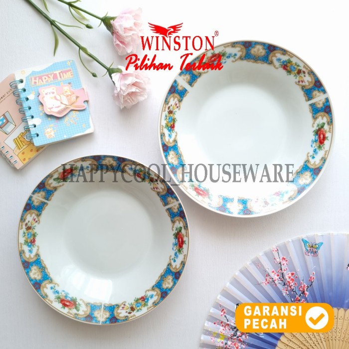 WINSTON 1pcs Dinner Plate Keramik KLASIK BLUE 9inch Piring Makan 23cm