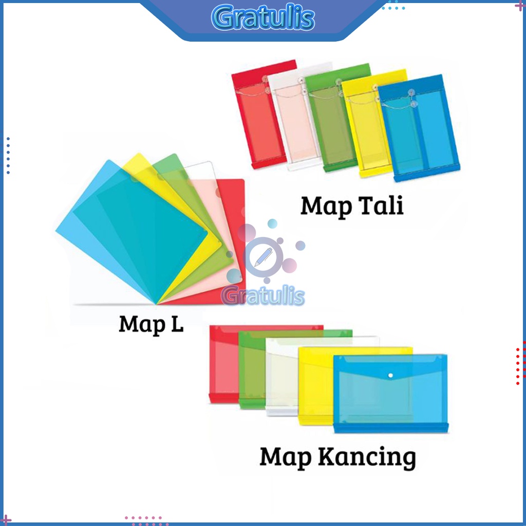 

MAP FILE DOKUMEN PLASTIK [1 PCS] / MAP POLOS TALI KANCING BENING / FOLDER MERAH KUNING HIJAU BIRU PUTIH KERTAS A4 F4