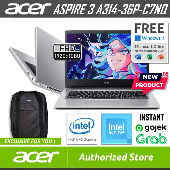 Laptop Acer A314-36P-C7NQ Intel Celeron N100 8GB/512GB SSD Garansi Resmi 1 Tahun Laptop Acer A314 36P C7NQ Celeron N100 8GB/512GB SSD Laptop Acer Ram 8GB Laptop Ram 8GB Murah Laptop Murah