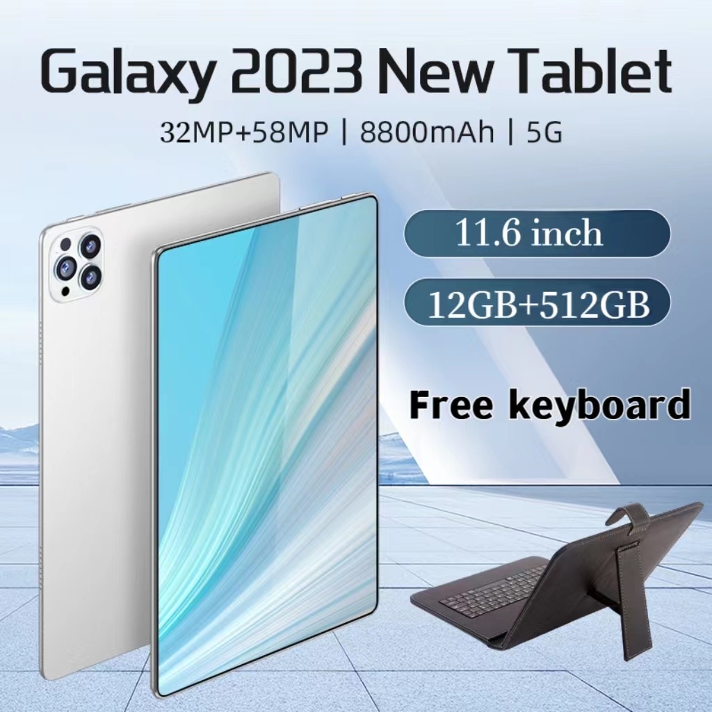 Tablet PC Asli Baru Tablet Android Murah [12GB+512GB] 11.6inch Layar Full Screen Layar Besar Free keyboard  5G Dual SIM Tablet Untuk Anak Belajar Tablet Gaming Murah