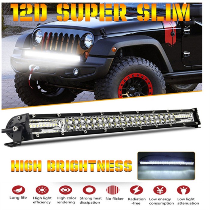 LED BAR SLIM AESLUX 12 VOLT 2 ROW LED LIGHT BAR SUPER BRIGHT PUTIH - Panjang 80 cm