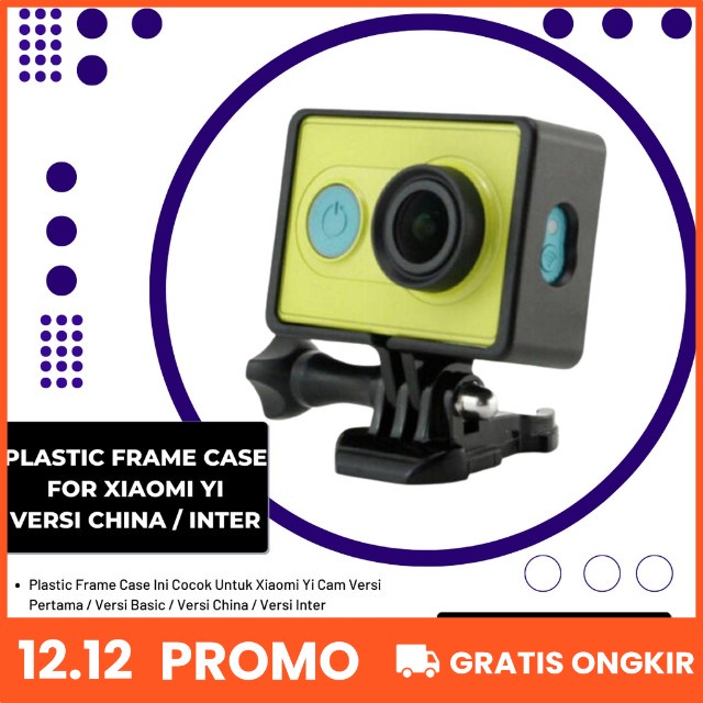 Plastic Side Frame for Xiaomi Yi Action / YiCam / Yi Cam / Yi Camera Case Casing With Hook Thumb Scr