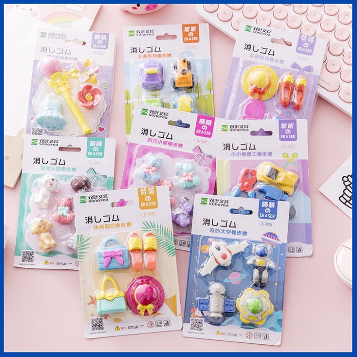 

Penghapus Pensil Lucu Karakter Mini Set Eraser Alat Tulis ST0095
