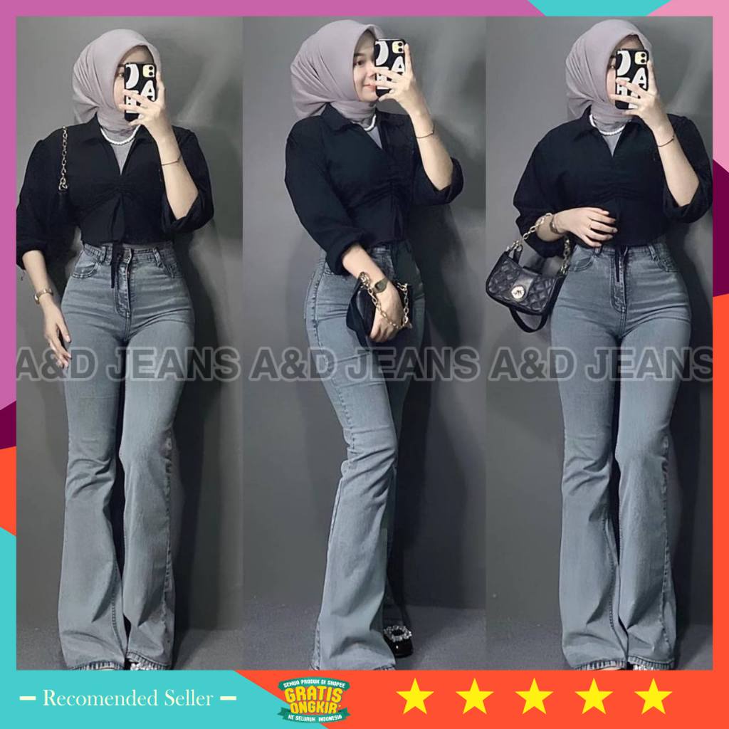 Celana Kulot Wanita Bawahan Dewasa Remaja Style Korea Murah / Jeans Cutbray Highwaist Wanita Celana 