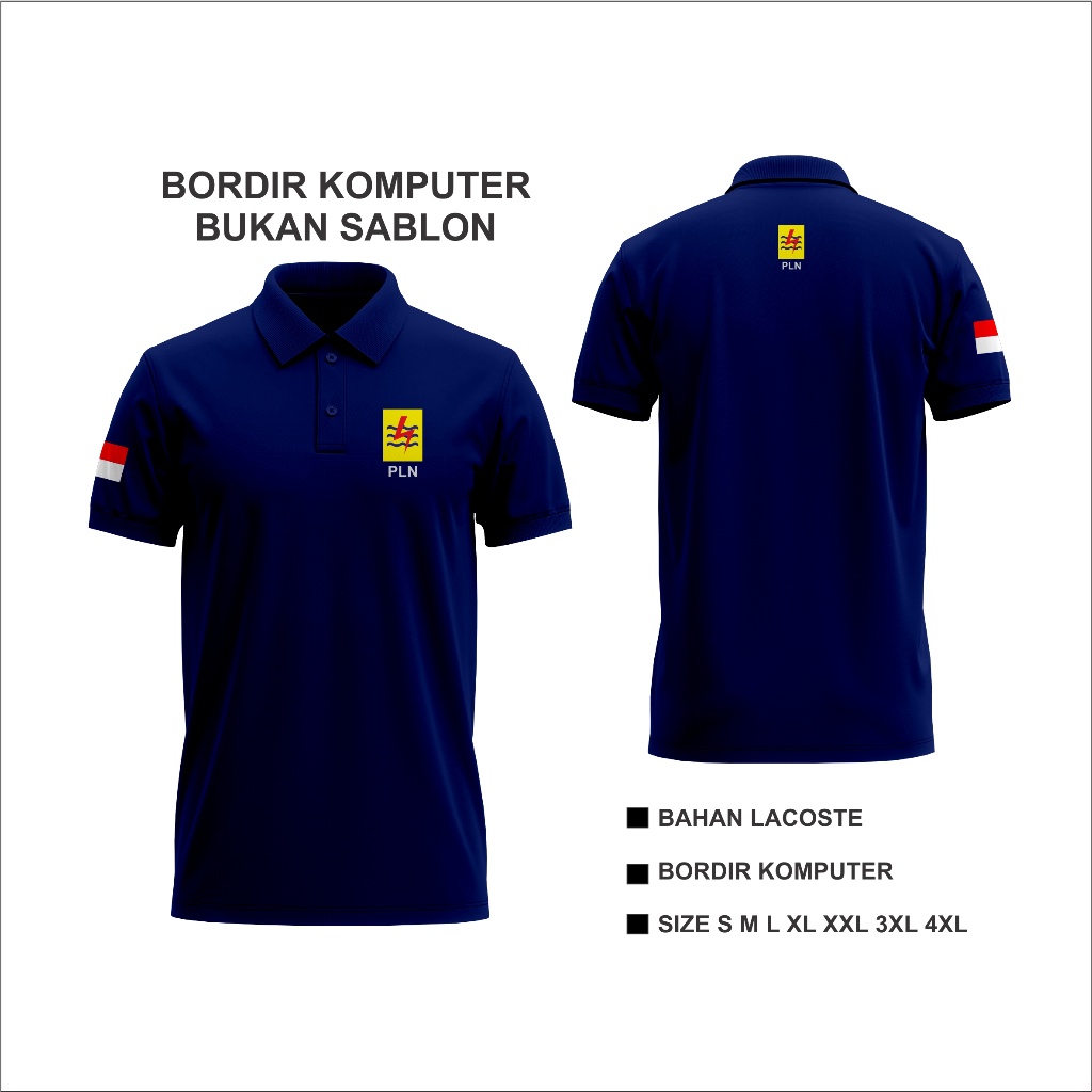 Baju PLN Bordir Kaos Pln Polo Pln Bordir / Kemeja Pln Bordir premium termurah