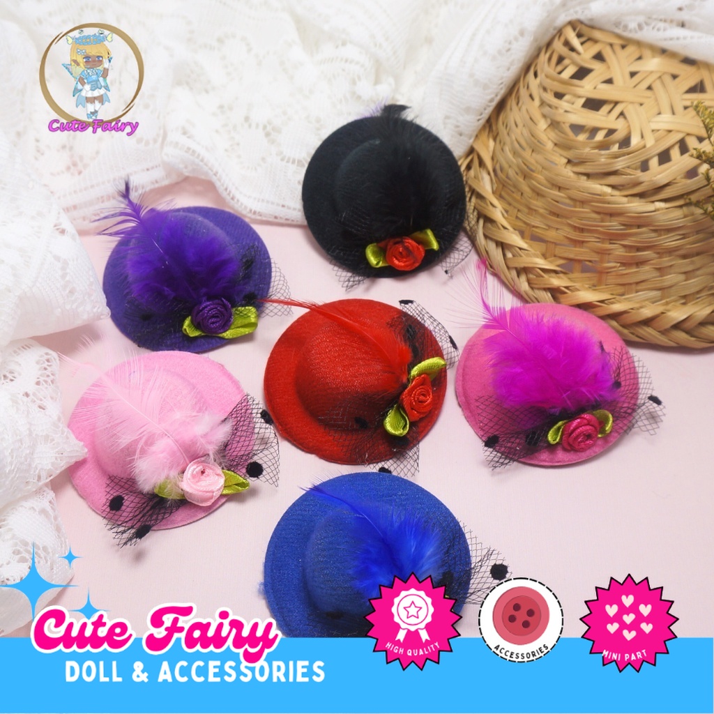 Jepit Topi Mini Headpiece 5.8 cm Aksesoris Hiasan rambut DIY BJD Doll