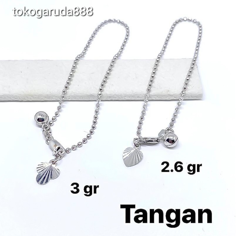 Rantai tangan gelang tali anak dan dewasa emas asli kadar 750 75% merica biji lada ukir bulat bola p