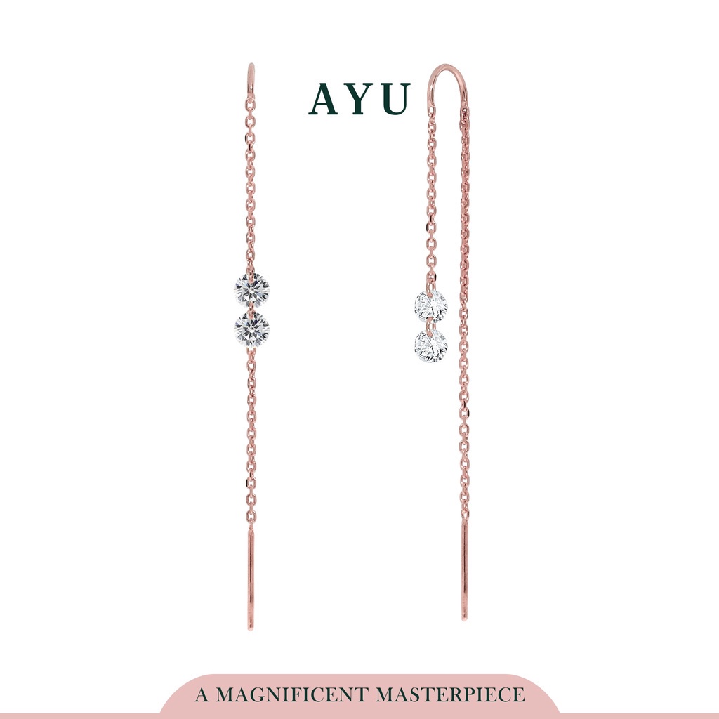 AYU Anting Emas - 2 Candy Pop Dangle Thread Earrings 17K Rose Gold