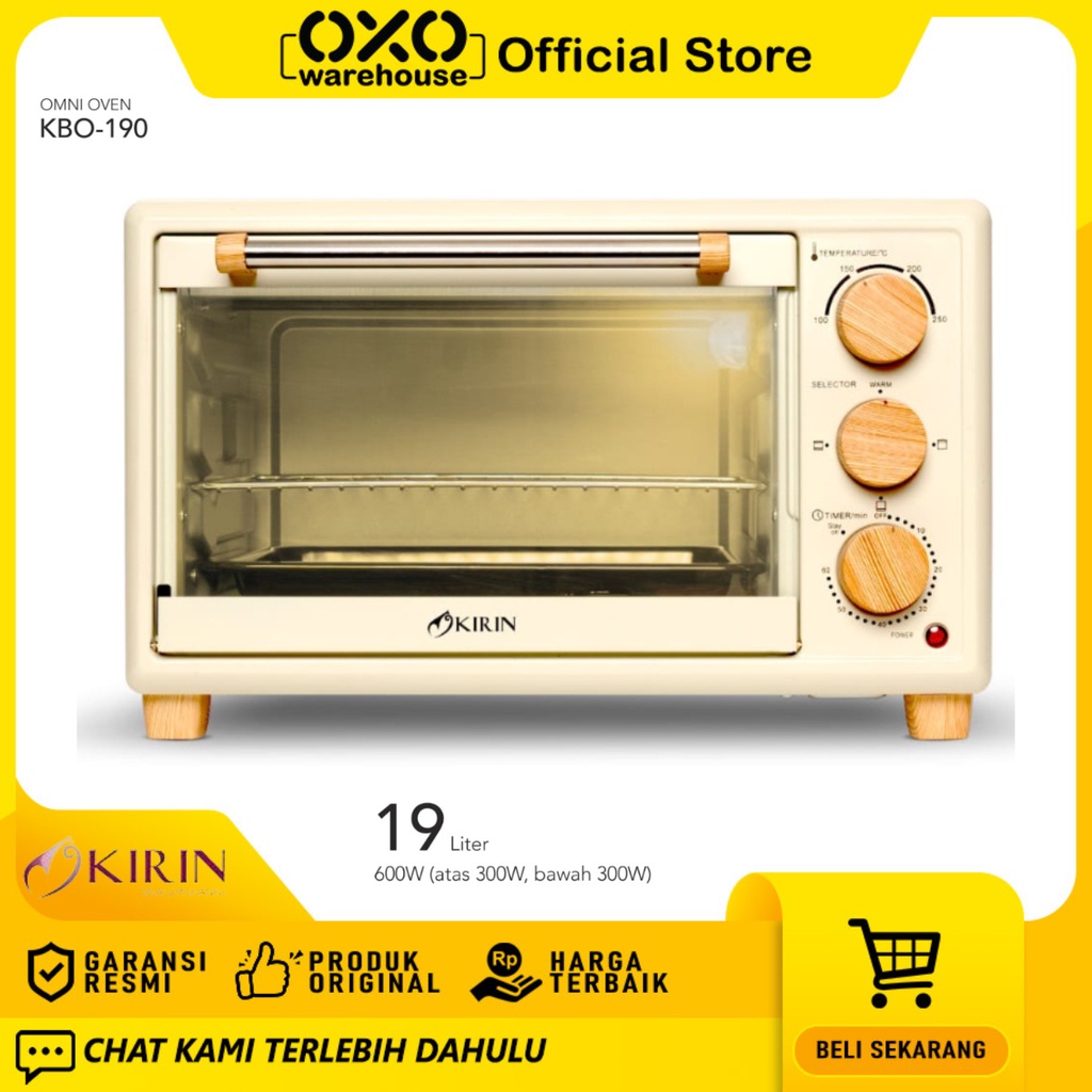 KIRIN Oven Listrik 19 Liter KBO-190 NEW ORI Stainless Steel Garansi Resmi