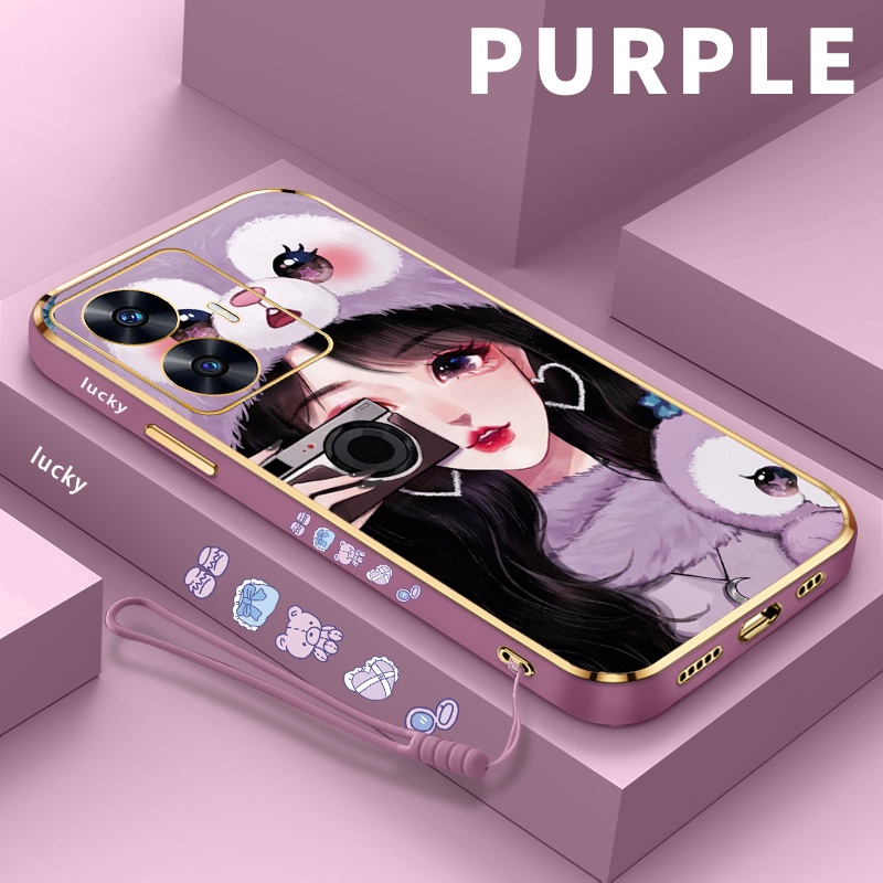 Casing Case Golden Chromic Plating Soft Case hp casing hp For Realme C53 C51 casing hp For Realme C5