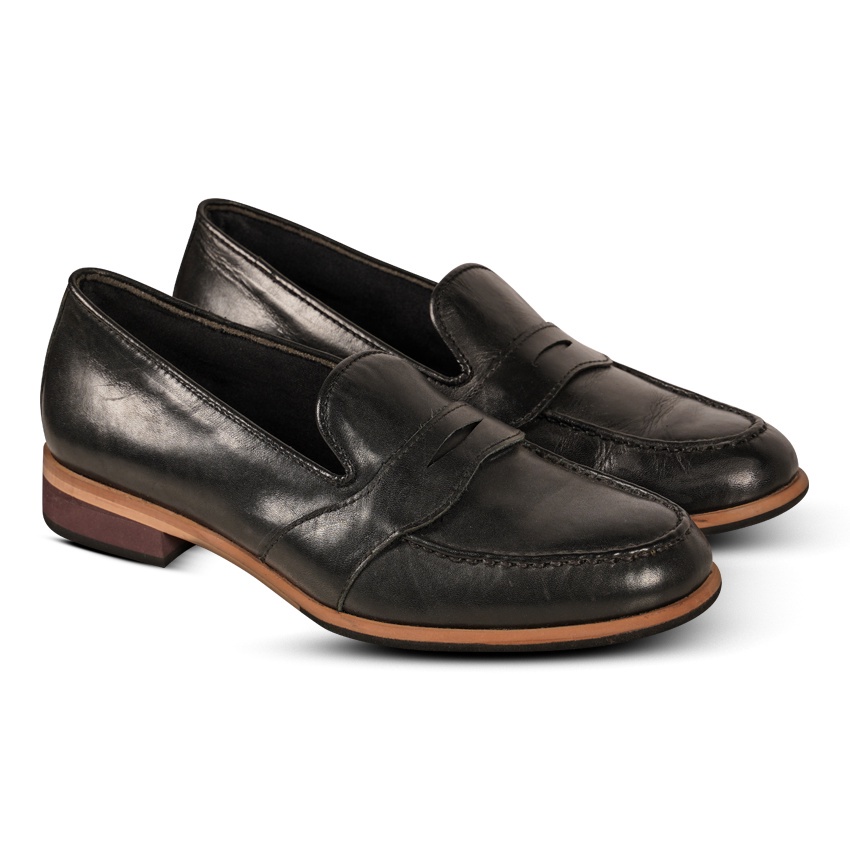 Gilly Penny Loafers Black - Nappa Milano - Sepatu Wanita