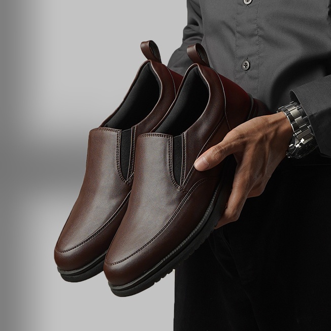 SMITH DARK BROWN - Sepatu Pantofel Pria Formal Shoes Slip On Pantopel Oxford Kerja Kantor ARF Origin