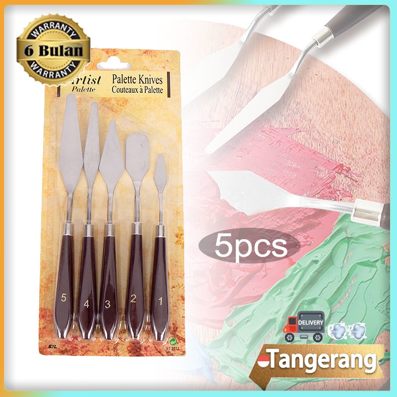 

5pcs Pisau Palet Lukis Besi Painting Knife Paint Knife Pisau Palet Spatula Dekorasi Kue Lukis