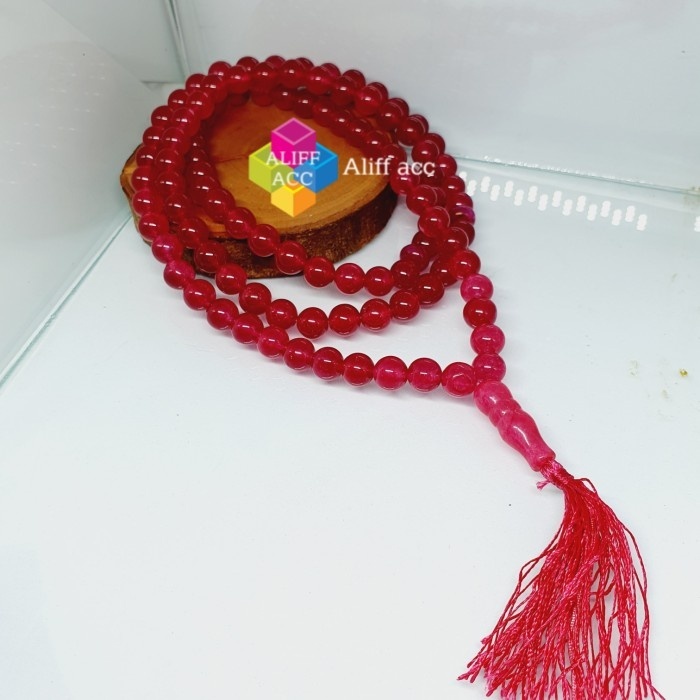 TASBIH BATU NATURAL GIOK MERAH BIG SIZE 10 MM
