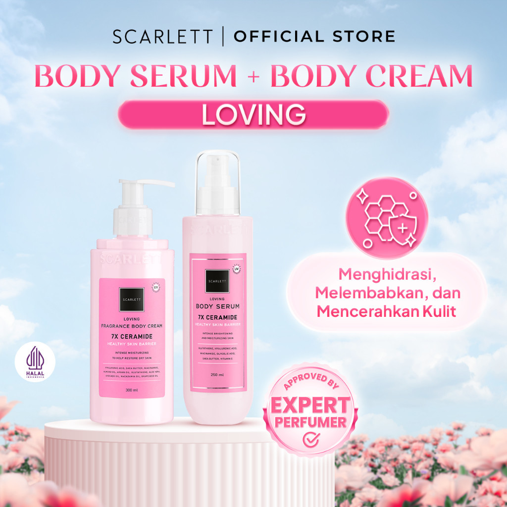 Scarlett Whitening Skincare Set Perawatan Tubuh Badan Body Serum + Bodycream Loving Mencerahkan dan 