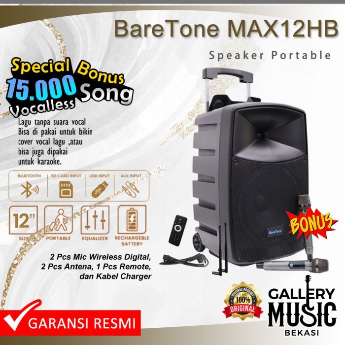 Baretone MAX12HB Speaker Portable /MAX 12HB/MAX 12 HB Bluetooth 12inch