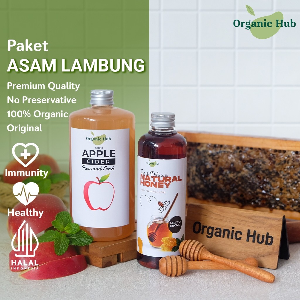 

Organic Hub Paket Hemat 2 in 1 Apple Cider With Mother Cuka Apel Murni Madu Hutan Organik Murni