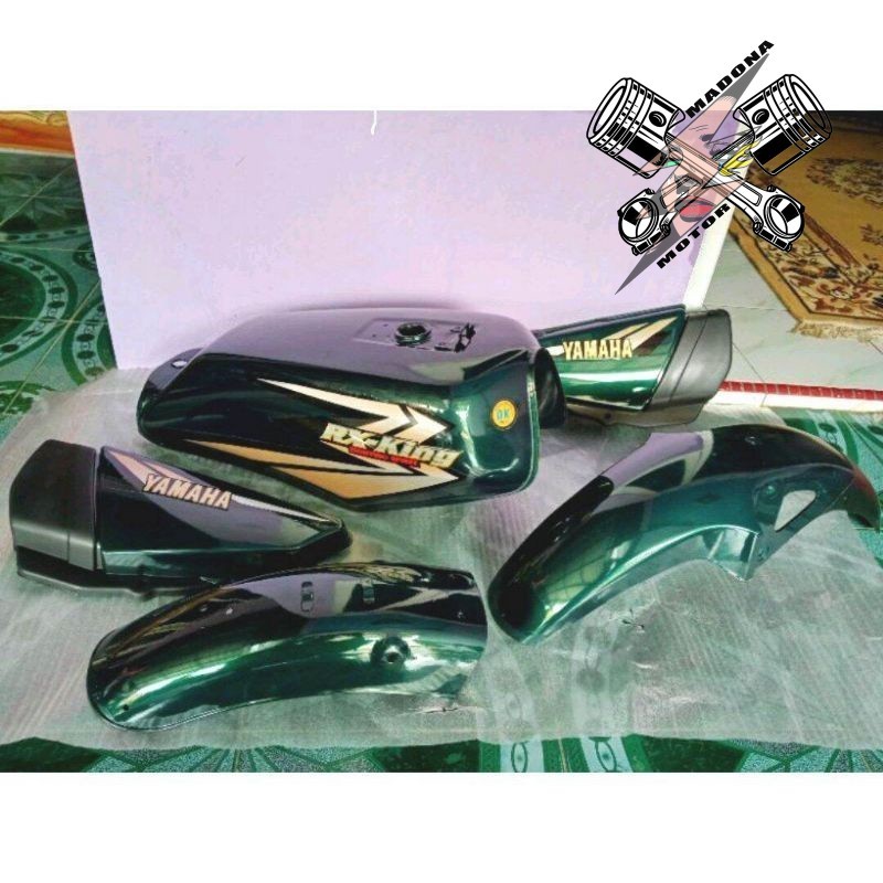 PAKET LENGKAP TANGKI BODY SET RX KING WARNA HIJAU BOTOL SET STRIPING 2002